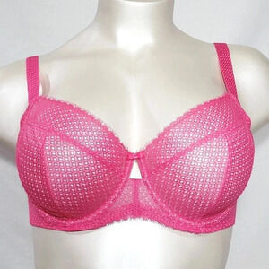 42D Paramour 115048 Dahlia 4-Part Cup‎ Geo Lace UW Bra Fandango Pink NWT